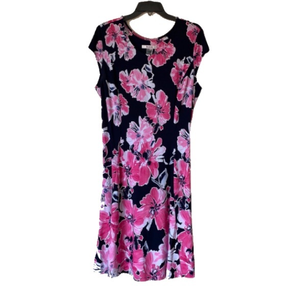 🍒 TANJAY Floral Dress…Navy w/ Pink Floral … NWT!!! - Picture 3 of 8